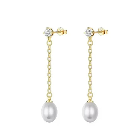 Dainty Pearl Danglers - Aesthla