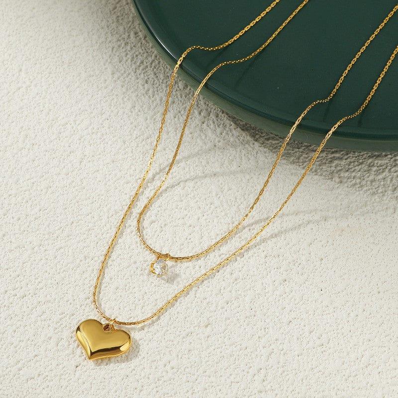 Double Layer Heart Necklace - Aesthla