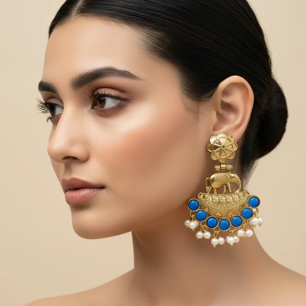 Gajraj Chandbali Earrings - Aesthla