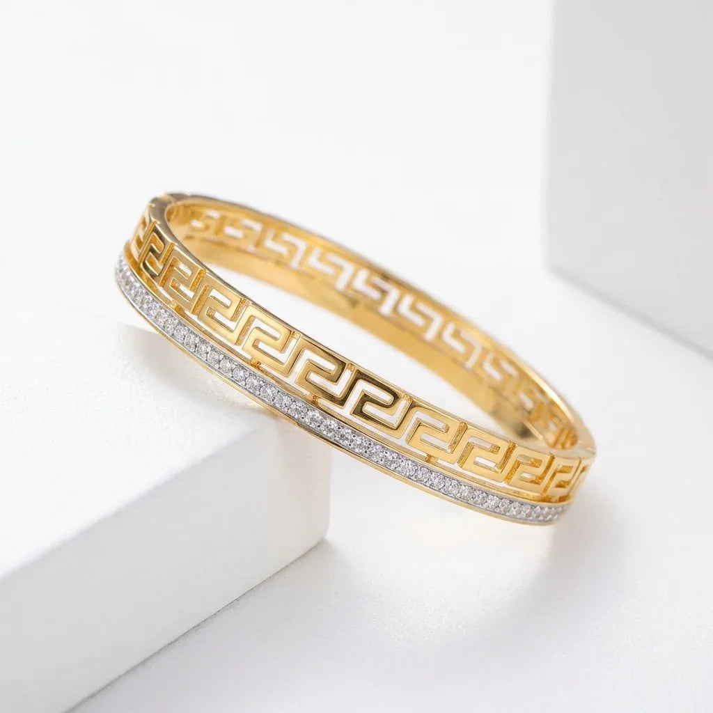 Greek Key Bangle Bracelet - Aesthla