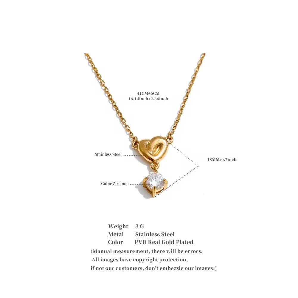 Heart Crystal Necklace - Aesthla