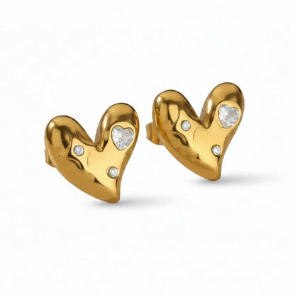 Heart Stud Earrings - EaringsAesthla
