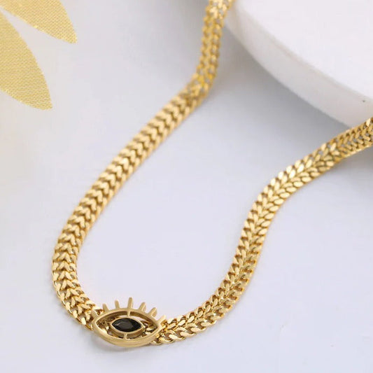 Gold Plated Evil Eye Necklace