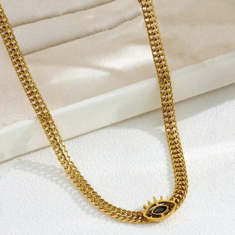 Gold Plated Evil Eye Necklace