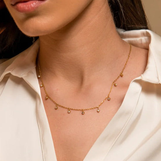 Bezel Set Crystal Necklace