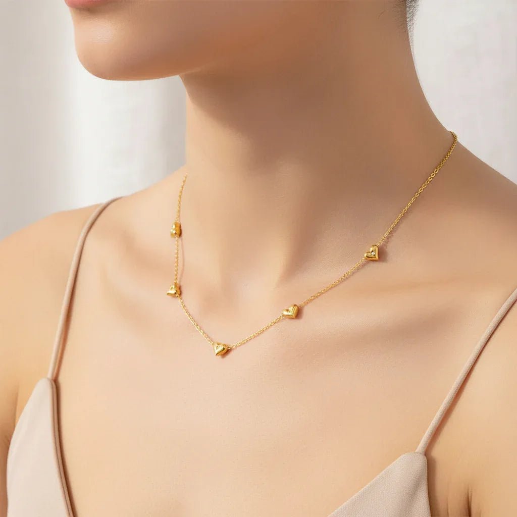 Multi Heart Crystal Necklace - Aesthla