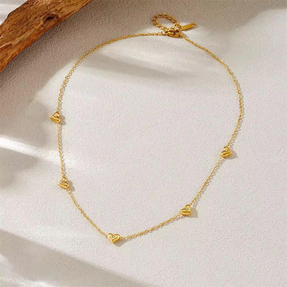 Multi Heart Crystal Necklace - Aesthla