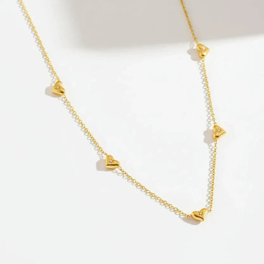 Multi Heart Crystal Necklace - Aesthla