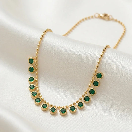 Olivia Green Crystal Necklace - Aesthla