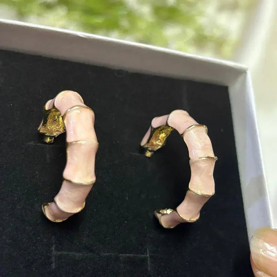 Pink Bamboo Hoops - Aesthla