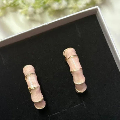 Pink Bamboo Hoops - Aesthla