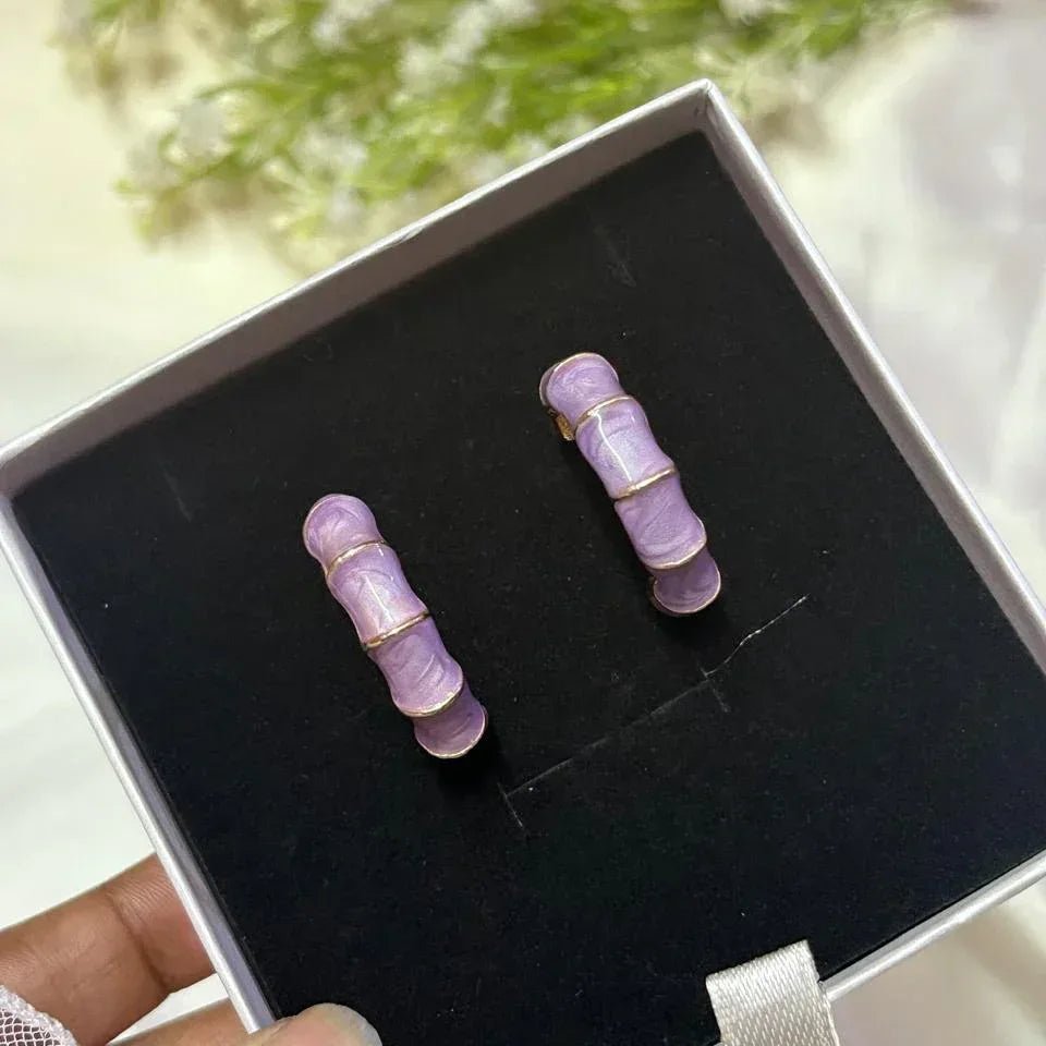 Purple Bamboo Hoops - Aesthla