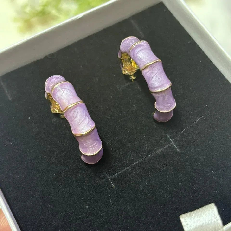 Purple Bamboo Hoops - Aesthla