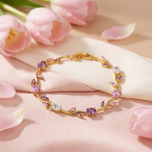Purple Pink Golden Tulip Bracelet - Aesthla