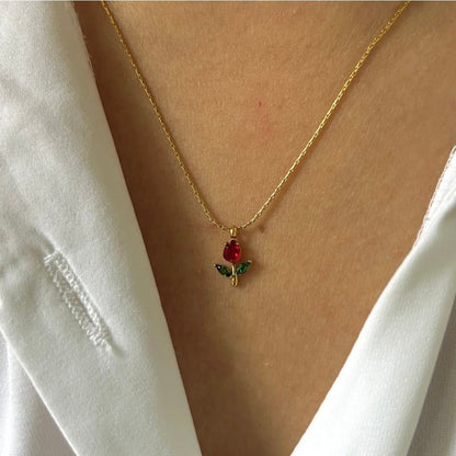 Red Tulip Necklace - New arrivalAesthla