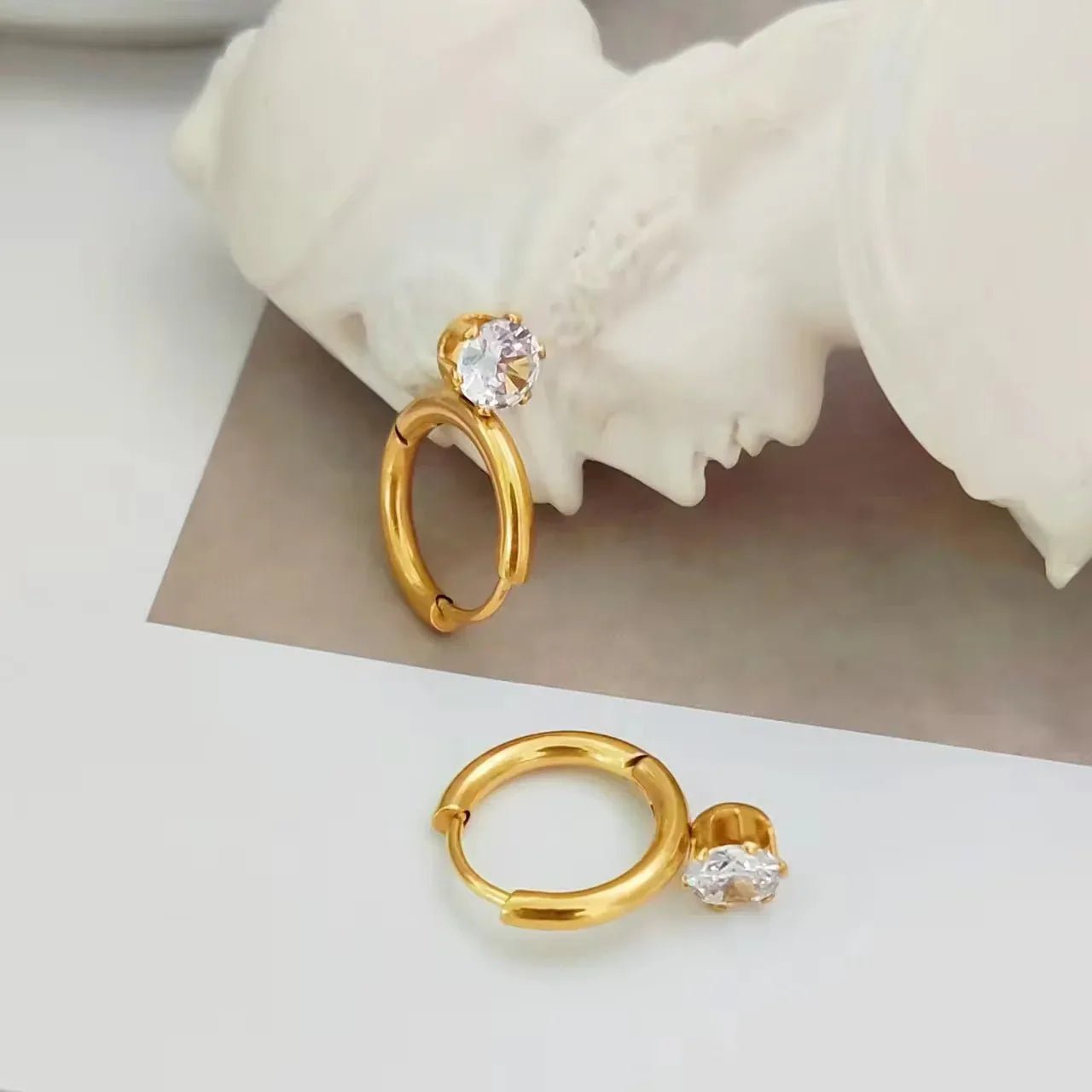 Solitaire Charm Hoops - Aesthla